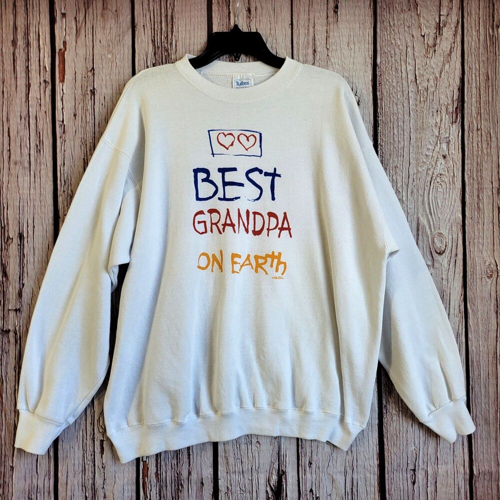 Tultex Maximum Made in USA Best Grandpa 90s XL Sweatshirt Pullover 50/50 Crew
